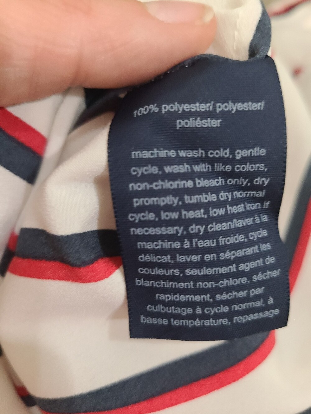 Tommy Hilfiger Colorblock Asymmetrical Striped Tie Front Button Down Shirt - Picture 4 of 4